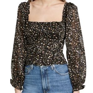 🖤 CLOSET CLEAR OUT 🖤 ASTR the Label Weston Blouse Black Floral Puff Sleeve Top